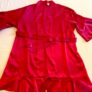 Live Well Sleep Hot Pink Satin Kimono Robe Belted Ruffle Hem Plus 14/16W